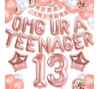 Omg Ur A - Decoraciones para adolescentes, decoraciones de cumpleaños 13 para niñas, decoraciones de fiesta de 13 años, decoraciones de cumpleaños trece cumpleaños, decoración de oro rosa, globo de