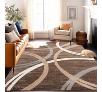 OMHHBX Alfombra marrón de pelo corto, 120 x 180 cm, diseño geométrico moderno, alfombra para salón con parte inferior antideslizante, lavable, alfombra suave para dormitorio, comedor, estudio