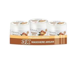 Omia, Mascarilla Capilar Ecobio con Aceite de Argán de Marruecos para Cabellos Secos, Mascarilla Reestructurante y Alisante, Sin Siliconas ni SLES, 3 Botes de 250 ml
