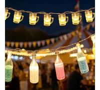 OMIGA 2 Piezas Guirnalda de Luces LED de Dos Luces con Forma de Jarras de Cerveza 1.5M / 10 luces LED Plata Alambre Cadenas Fairy Lights para Bares Fiestas Bodas Jardines y Pubs (Pilas no Incluidas)