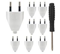 OMIGA 8 Piezas Enchufe Europeo Plano Clavija Enchufe Macho Plano 2.5A/250V Electricas para la Decoración del Hogar Schuko Instala o Reemplaza (Blanco)