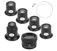 OMIGA Lupa Relojero 6 Piezas Gafas Lupa 3X 5X 10X 15X 20X 30X Lupa Monocular con Soporte de Alambre para Joyería Relojería Reloj Reparación de Alta Precisión