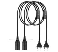 OMIGA Portalámparas E14 con enchufe y Interruptor 2 Piezas Casquillo e14 para Lámpara de Sal Pie Colgante Lámpara de Cabecera 3m Negro