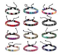omiinitio 12 pulseras tejidas hechas a mano, accesorios de pulsera trenzada, pulsera trenzada de colores, cadena única para la muñeca