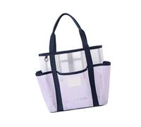 omiinitio Bolsa de aseo de red única con mucho espacio de almacenamiento, bolso de vacaciones para toallas, libros y más para viajes de vacaciones, espacioso bolsillo interior, morado