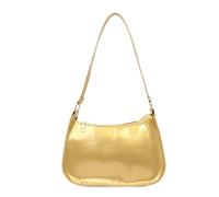 omiinitio Bolso De Hombro Contemporáneo Con Cremallera. Elegante Bolso De Hombro De Anexo De Cuero PU Para Mujeres. Cuero PU, dorado