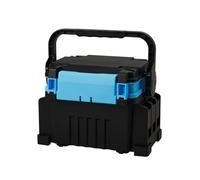 omiinitio Caja de asiento de pesca compacta con bloqueo automático con hebillas de seguridad Estructura engrosada y compartimento de almacenamiento versátil plegable organizador de equipo de pesca