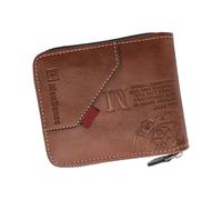omiinitio Cartera compacta de los hombres de la moda PU billetera corta billetera cremalleras titular de la tarjeta para los desplazamientos y el viaje casual negro para hombres uso, Color café claro