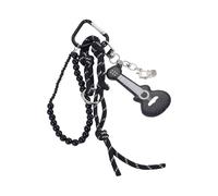 omiinitio Colgante de bolsillo en forma de guitarra de metal con adorno de perlas llavero para embalaje de moda decoración indispensable amantes de la música accesorios