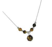 omiinitio Collar con colgante de piedras de ojo de estilo retro, cadena de cuero, adecuada para una declaración de moda única, talla única, como se describe, como se describe