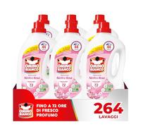 Omino Bianco - Detergente líquido para lavadora, 264 lavados, respeta los colores y tejidos, aroma fresco de nenúfar rosa, 1760 ml x 6 paquetes