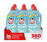 Omino Bianco - Detergente líquido para lavadora, 360 lavados, respeta colores y tejidos, perfume fresco con esencia de almizcle blanco, 2400 ml x 6 paquetes