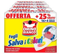 Omino Bianco - Hojas que ahorran color, estructura de nido de abeja, atrapan el gris y los colores dispersos en el lavado, 4 paquetes de 20 unidades cada una