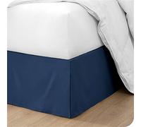 OMIREL Cubre para Somier de Cama de Algodón y Poliéster Falda de Cama con Volantes Elástico Plisado Hoja del Lecho Valance Decoración de Dormitorio/Hotel,Azul,90 * 190+35cm