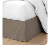 OMIREL Cubre para Somier de Cama de Algodón y Poliéster Falda de Cama con Volantes Elástico Plisado Hoja del Lecho Valance Decoración de Dormitorio/Hotel,Marrón,150 * 200+35cm