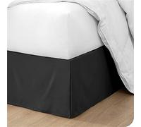 OMIREL Cubre para Somier de Cama de Algodón y Poliéster Falda de Cama con Volantes Elástico Plisado Hoja del Lecho Valance Decoración de Dormitorio/Hotel,Negro,120 * 200+35cm