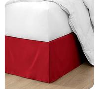OMIREL Cubre para Somier de Cama de Algodón y Poliéster Falda de Cama con Volantes Elástico Plisado Hoja del Lecho Valance Decoración de Dormitorio/Hotel,Rojo,150 * 200+35cm