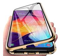 OMIREL Funda para Samsung Galaxy S23/S23 Ultra Carcasa Adsorción Magnética Protección Delantera y Trasera de Transparente Vidrio Templado Cover,Oro,For Samsung S23Ultra