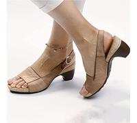 OMIREL Sandalia de Cuña Chanclas Mujer Moda Ortopedicas Comodas Soporte del Arco Chancletas Comoda con Cierre de Hebilla Punta Abierta Cuero Mules Plataforma Moda Sandalia,Marrón,US5/EU36