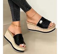 OMIREL Sandalias Mujer Verano Cuña Cómodos Mules Zuecos Casual Retro Wedge Zapatos de Playa Zapatillas Punta Abierta Ortopédica Zapatos Alpargatas,Negro,US8/EU39