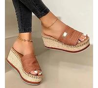 OMIREL Sandalias Mujer Verano Cuña Cómodos Mules Zuecos Casual Retro Wedge Zapatos de Playa Zapatillas Punta Abierta Ortopédica Zapatos Alpargatas,Marrón,US6/EU37