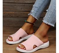 OMIREL Sandalias Planas para Mujer Zapatos Ortopédicos para Mujer Zapatillas de Plataformas Cuero Cómodo Zapato de Playa Plataforma Informal,Rosado,US6/EU37