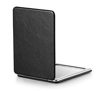 OMIRO Espejo Compacto, Aumento 1X/3X de Cuero PU Clásico, Ultra Portátil de Bolsillo para Bolsos y Viajes, 8.5cm*6.2cm (Negro)