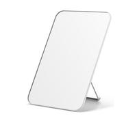 OMIRO Espejo de Maquillaje de Escritorio, Espejo de Mesa 21,4 x 13,7 cm con Soporte Plegable y Agujero para Colgar para Afeitar y Viajar, Blanco