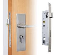OMJMYY Cerradura de inserción para puerta de jardín, 85 mm, tamaño de espina 35 mm, cerradura de marco tubular, acero inoxidable, inserto de cerradura para puertas metálicas robustas, izquierda