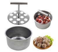 OMJMYY Moldeador de Albóndigas de Acero Inoxidable 12 Agujeros Prensa Manual de Albóndigas de Cocina Fabricante de Albóndigas Portátil para Cocina Hogar y Exterior para Masa Bolas de Pescado