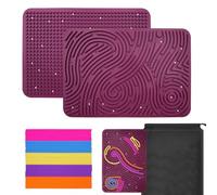 OMJMYY Sensory Activity Board 20 x 29.5 cm Tablero de Actividad Sensorial de Silicona con Bolsa PortáTil y 40 Cuerdas para Niños 3+ y Adultos Ansiedad Estrés Autismo TDAH (Rojo Oscuro)