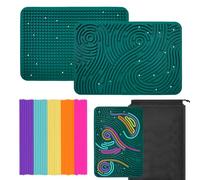 OMJMYY Sensory Activity Board 20x29.5cm Tablero de Actividad Sensorial de Silicona Tablero Sensorial de Actividades con Bolsa PortáTil y 40 Cuerdas para Niños 3+ y Adultos Ansiedad Estrés Autismo TDAH