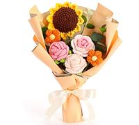 Omldggr Ramo de Flores de Ganchillo, Ramo de Punto Hecho a Mano, Kit de Ramo de Ganchillo de Punto de Girasol Falso para el día de la Madre, cumpleaños, Boda, día de San Valentín y decoración del