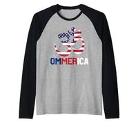 Ommerica OM Yoga Bandera Americana 4 de Julio Yogi Yogini Camiseta Manga Raglan