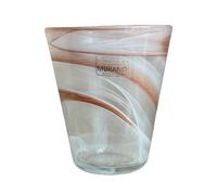 Omniacasa, Juego de 6 vasos de agua de cristal de Murano, elaborados artesanalmente, decorados con efecto ondas, color blanco y marrón, fabricados en Italia, elegantes para mesa, idea regalo
