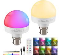 Omniance Fuentes de Luz LED Recargables con Mando, Adaptador B22, Pack de 2