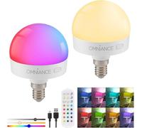 Omniance Fuentes de Luz LED Recargables con Mando, Adaptador E14, Pack de 2