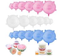 Omnikryp 18 Tapas de Silicona, Tapa Universal Ajustables de 6 Tamaños Diferentes, Cubierta de Silicona Reutilizables sin BPA para Cuencos Vasos Latas Fruta, para Microondas Horno Nevera Lavavajillas