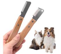 Omnikryp 2 PCS Trimmmesser für Hunde, Cuchillo de Corte para Perro, Furminator Perro, Herramientas de Aseo, Peine Mango de Madera para Perros y Gatos