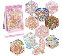 Omnikryp 36PCS Pegatinas 3D Escenas, Lindo Fun Cartoon 3D Sticker Scene Reutilizables, Pegatinas de Casa en Miniatura con Pinzas, House Stickers Escenas para Adultos Niños, Alivio Creativo del Estrés