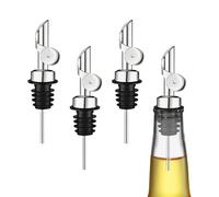 Omnikryp 4 Piezas Vertedor de Aceite de Oliva, Vertedor de Acero Inoxidable, Vertedores con Tapones Antipolvo de Silicona, para Botellas de Vino, Cócteles, Alcohol, Bebidas, Aceite de Oliva, Jarabe