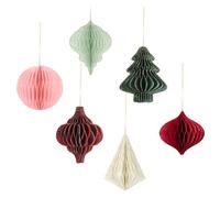 Omnikryp 6 PCS Adornos Navideños, Decoración Navideña, Papel 3D de Panal, Adornos Colgantes para Fiestas de Navidad, para Decoración de árbol de Navidad, Fiesta de Año Nuevo
