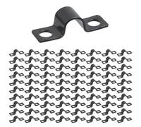 Omnikryp 80 Piezas Abrazaderas Metalicas para Tubos, Ø 5mm U-abrazaderas Metalicas para Tubos, Acero al Carbono Negro Abrazadera Tubo en U, para la Fijación de Tubo, Manguera o Cables