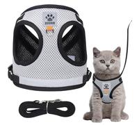 Omnikryp Arnes Gato Antiescape, Arnés para Gato con Correa, Ajustable Transpirable Correa, Reflectante Cat Harness, para Caminar Entrenar, Gata Adulto Grande Mediano y Pequeño (Gris,M