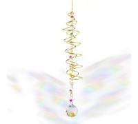 Omnikryp Atrapasoles Cristal, 39 cm Suncatcher Ornamento Colgante, Bola de Transparentes Cristal Colgante con Doble Espiral, Atrapasueños para Ventanas, Hogar, Oficina, Decoración de Jardín