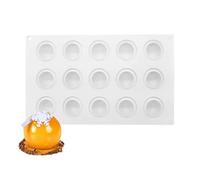 Omnikryp Moldes Silicona, Molde De Silicona Esfera, 15 Cavidades, Diámetro 42 mm, para Hacer Bombas de Chocolate, Pasteles, Gelatina, Mousse de CúPula