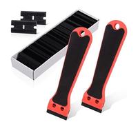 Omnikryp Raspador de Plástico, Rascador Vitrocerámica con 100 Hojas de Plástico, Rasqueta para Ventanas, Espejos, Azulejos Limpieza, para Eliminar Restos de Pegamento