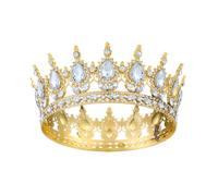 Omnikryp Tiara Redonda Corona Redonda, Tiara de Corona Vintage Diamantes de Imitación Brillantes, Barrocas Coronas de Reina Tiaras, para Niñas y Mujeres Boda Fiesta de Cumpleaños