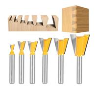 Omninmo Juego de 6 brocas de enrutador de cola de milano con vástago de 1/4 pulgadas, brocas de enrutador de carburo, juego de brocas de ranura de aleación de tungsteno para carpintería
