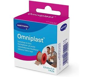 Omniplast - Sparadrap De Tela - Forma Modulable - Conserva la Piel - 2,5 cm x 5 m - 1 Unidad